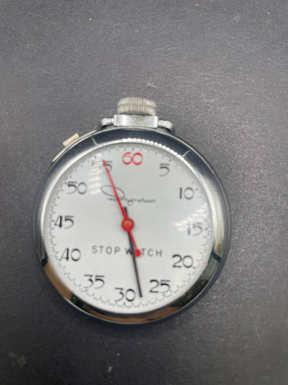 Vintage Ingraham Mechanical Stopwatch Chrome Pocket Timer Manual Wind Working